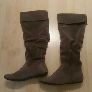 Gray Knee High Boots